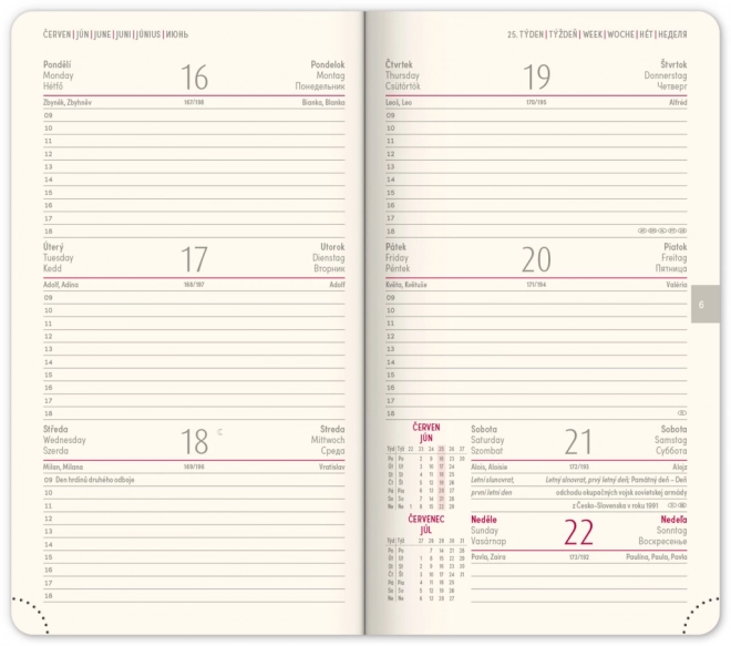 Agenda de poche Diamante 2025, rouge, 9 × 15,5 cm