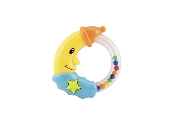 Hochet lune en plastique 11cm sur carte 0+