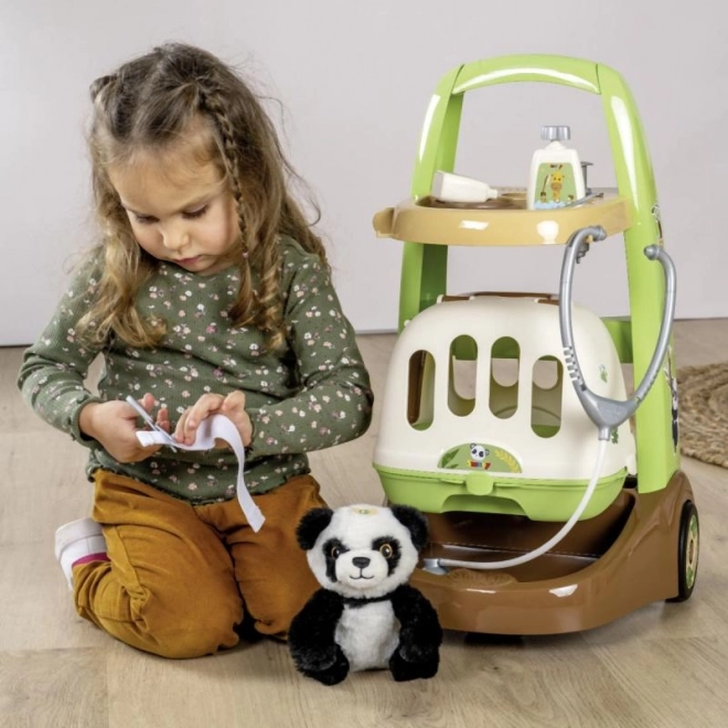 Chariot vétérinaire avec panda et box de transport 2 en 1