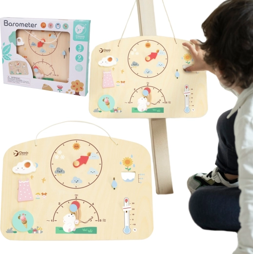Classic World tableau météorologique éducatif en bois – baromètre pour enfants