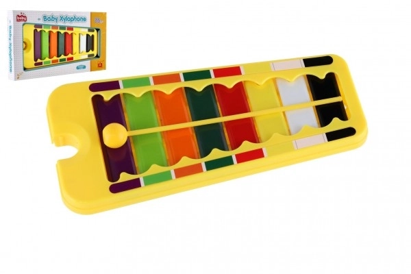 Xylophone plast/bois 24cm avec mailloche en boîte 29x16x3cm