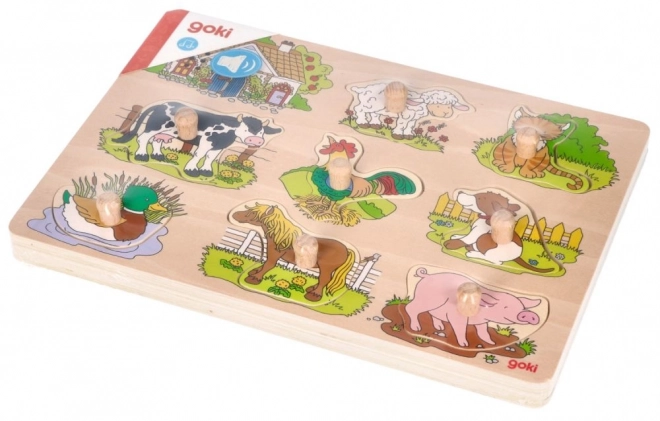 Puzzle en bois Goki avec sons d'animaux de compagnie