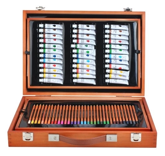 Grande trousse en bois pour petits artistes 174 pièces