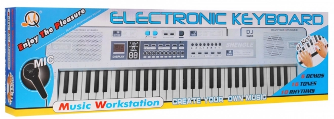 Ensemble de clavier pour enfants blanc avec microphone, enregistrement et haut-parleurs stéréo
