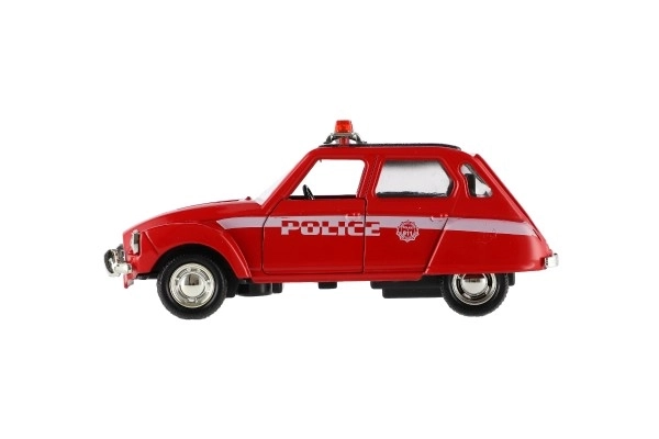 Voiture de police rétro 11cm en métal/plastique à rétrofriction sur batterie avec lumière 4 types