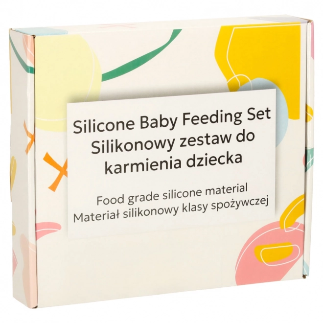 Vaisselle en silicone bleu clair ourson - 4 pièces