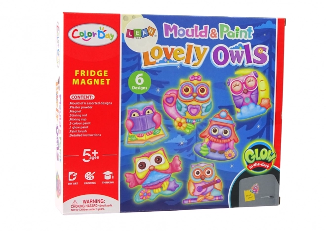Kit de peinture DIY Hiboux Lumineux Magnets en plâtre
