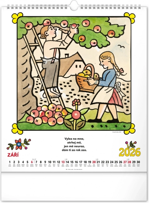 Calendrier mural Josef Lada - Comptines 2026