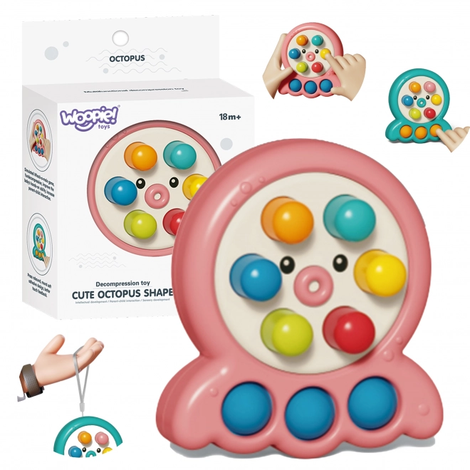 WOOPIE Jeu d'Habileté Attrape-taupe Poulpe Rose 2 en 1