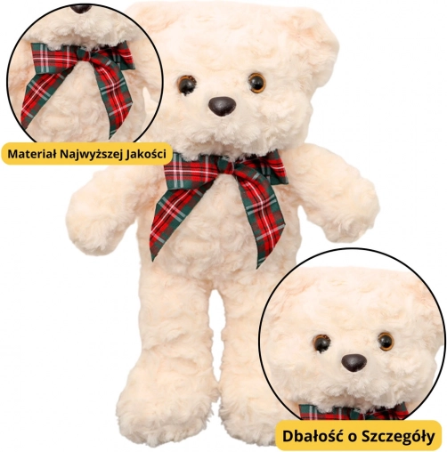 Ours en peluche avec nœud blanc 30 cm