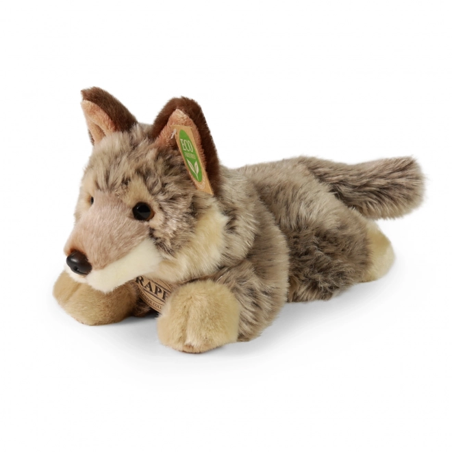Loup en peluche allongé 20 cm ÉCOLOGIQUE