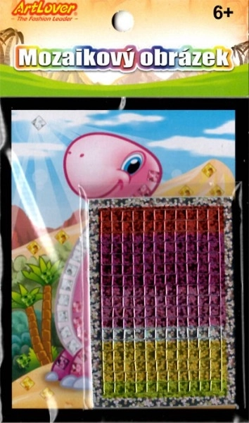 Mosaïque image mini dinosaure scintillant 10x12cm assortiment