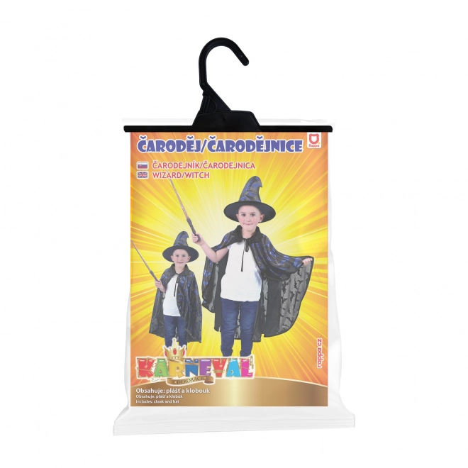 Manteau pour enfants noir avec impression de chauves-souris et chapeau