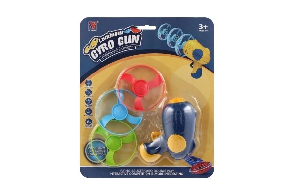 Hélice à lancer 3 pièces + démarreur pistolet plastique 4 couleurs sur carte 21,5x26x6cm