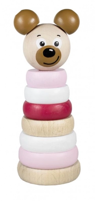 Pyramide en bois tête d’ours rose
