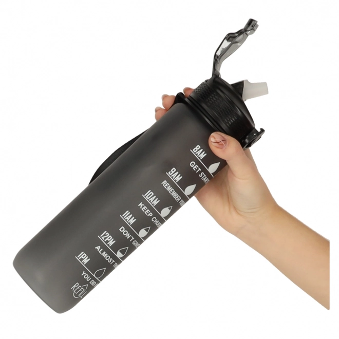 Bouteille d'eau avec paille et motivation 1l noir