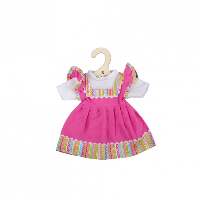 Bigjigs Toys Roza robe avec bord rayé pour poupée – 28 cm