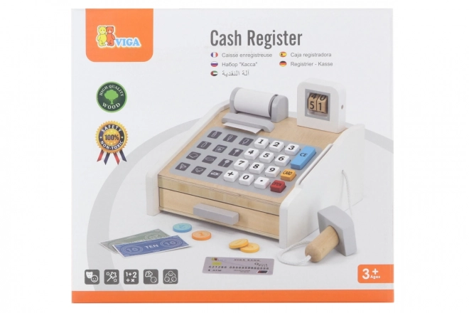 Caisse enregistreuse en bois VIGA gris-blanc