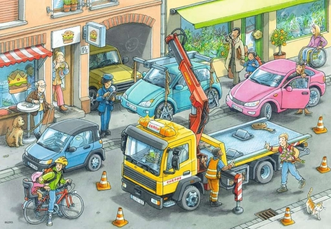 Puzzle Ravensburger Eboueurs et Dépanneuse 2x24 pièces