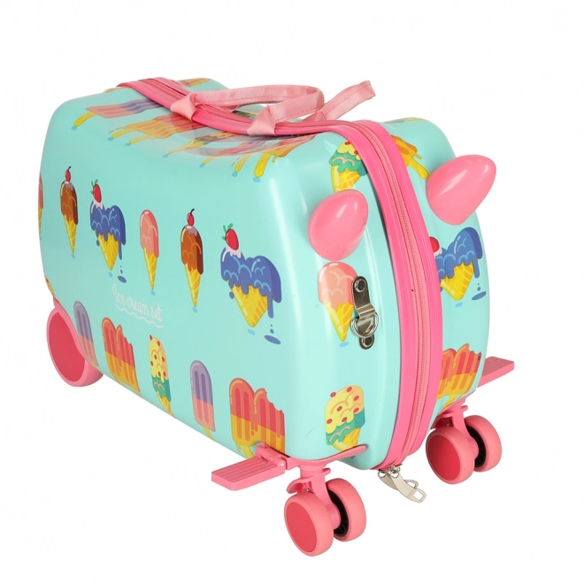 Valise pour enfants à roulettes avec motif de crème glacée