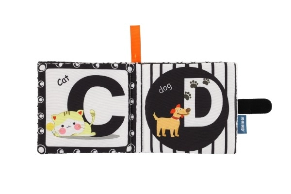 Petit livre doux en tissu 12x11cm 3 types sur carte dans un sac 3m+