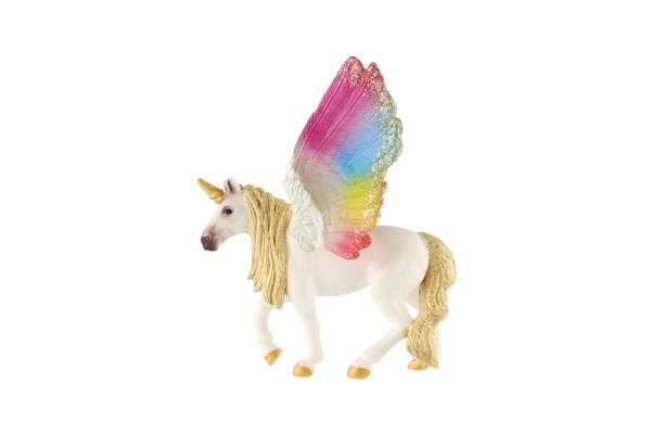 Licorne avec des ailes arc-en-ciel plastique zooted 13cm en sac