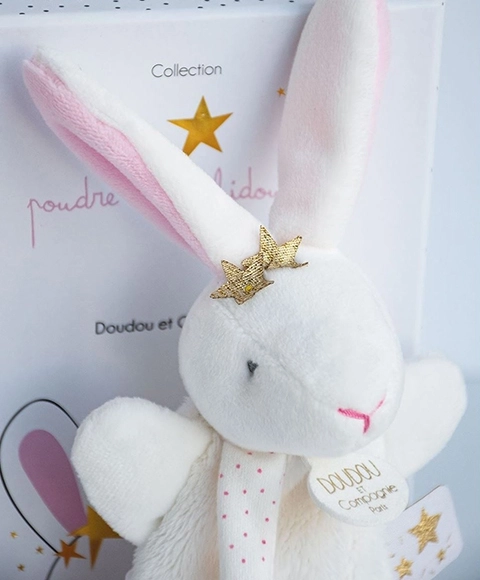 Doudou Jouet avec attache-tétine lapin 15 cm