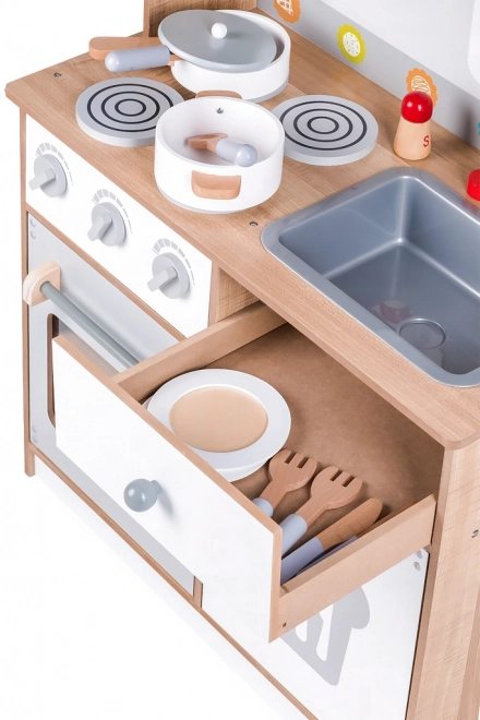 Cuisine en bois pour enfants avec accessoires Ecotoys