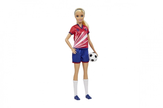 Barbie poupée de football en maillot rouge