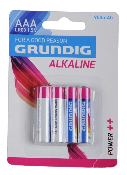 Piles Grundig LR03/AAA 1,5 V alcalines 4 pièces sur carte