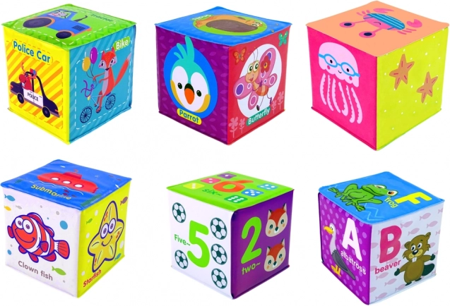 Cubes en mousse éducatifs pour bébés – puzzle coloré, 6 pcs