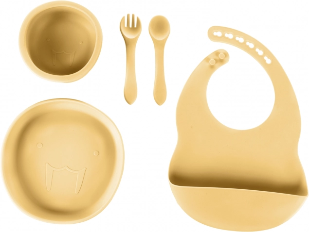 Set de table pour enfants en silicone, Jaune Moutarde
