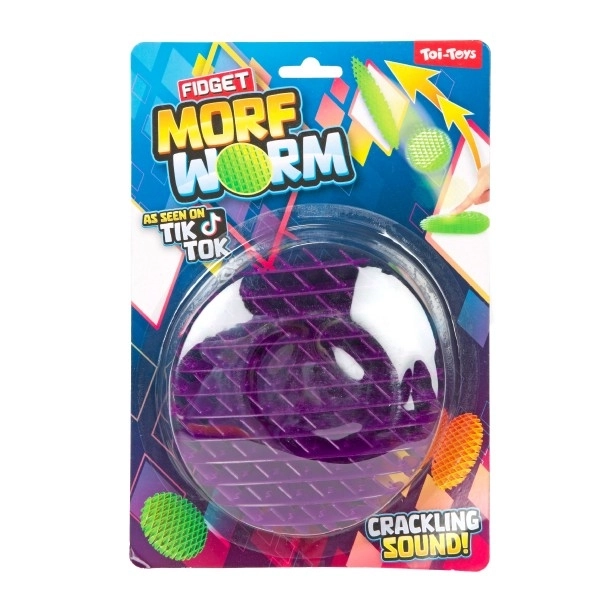 Ver de gadget changeant de forme anti-stress plastique 13cm 6 couleurs sur carte