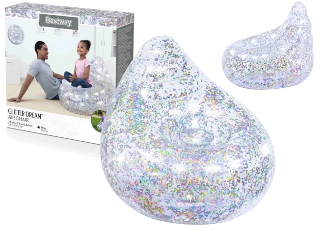 Fauteuil gonflable arc-en-ciel avec paillettes