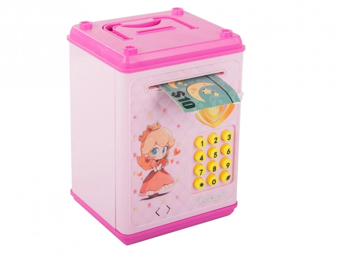 Coffre-fort pour enfants à code PIN pour pièces et billets - rose