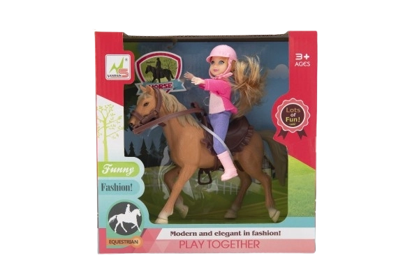 Cheval + poupée jockey plastique 20cm en boîte 23x23x9,5cm