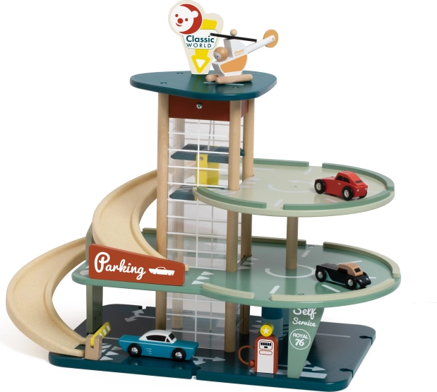 parking en bois à plusieurs niveaux avec ascenseur et hélicoptère Classic World