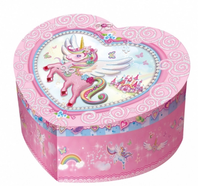 Pecoware boîte à musique cœur avec motif de licorne