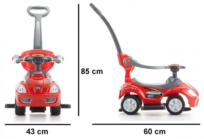 Trottinette 3-en-1 DELUXE avec poignée et panneau musical - rouge