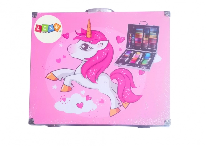 Ensemble artistique en étui avec licorne rose 150 EL
