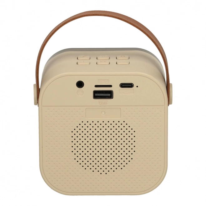 Ensemble Karaoke 2 microphones + haut-parleur portable BLUETOOTH USB LED couleur beige