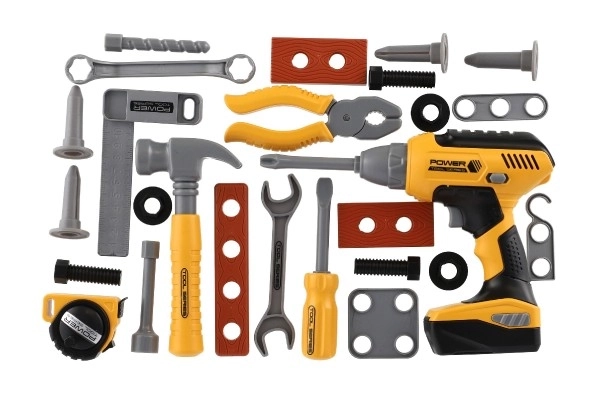 Ensemble d'outils en plastique avec perceuse sans fil et sac à dos