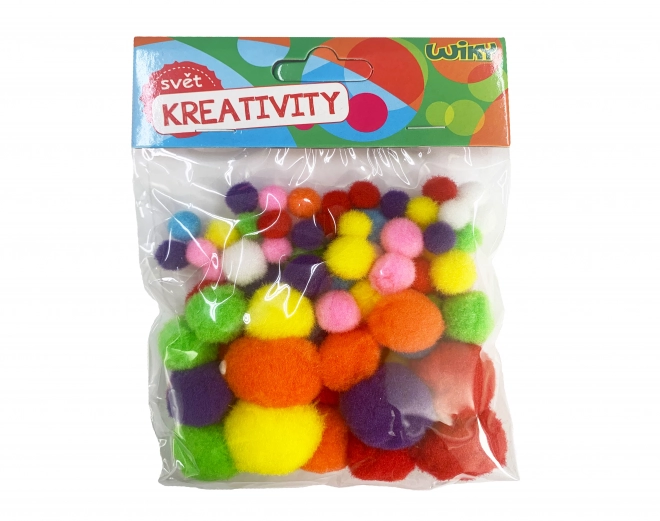 Pom pom mélange de tailles, 80pcs