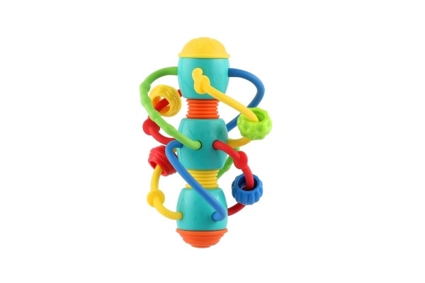 Hochet/anneau de dentition spirale avec billes plastique 16x10cm dans boîte 17x20x10cm 6m+