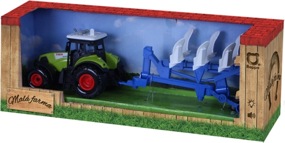Tracteur en plastique avec lumière et son, avec remorque de labour