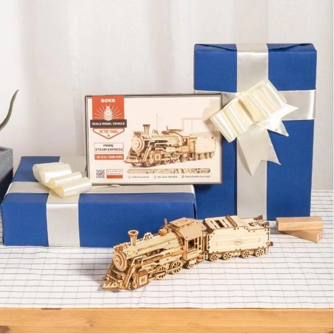 Locomotive - Express à Vapeur - Puzzle 3D en Bois