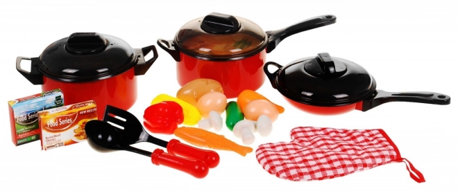Ensemble de cuisine pour enfants 3+ avec casseroles, ustensiles de cuisine et répliques alimentaires, 22 pièces