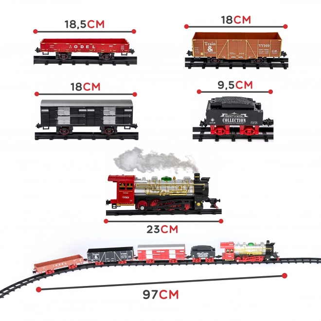 Train électrique classique avec voies et effets lumineux
