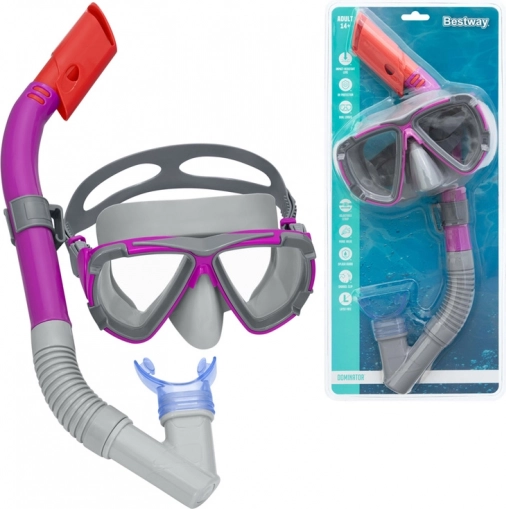 bestway dominator snorkel – ensemble masque et tuba pour adolescents et adultes 14+ rose – Rose