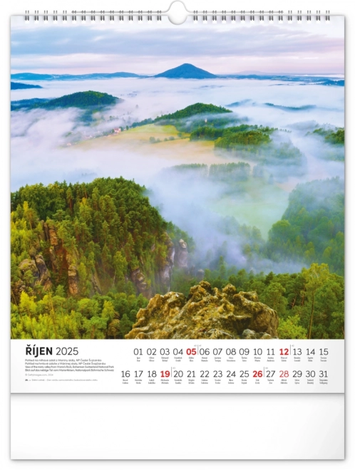 Calendrier mural Tchèque NOTIQUE 2025, 30 x 34 cm